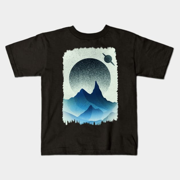 The blue space peak Kids T-Shirt by Swadeillustrations